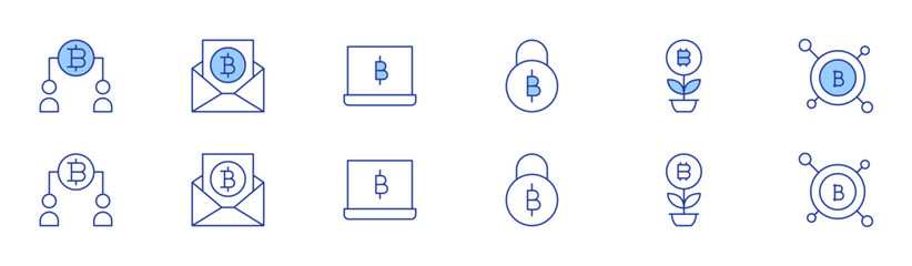Bitcoin icon set in two styles, Duotone and Thin Line style. Editable stroke. blockchain, bitcoin