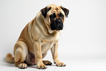 Obraz premium Large Mastiff, serene expression, pure white backdrop, folds, peaceful, face