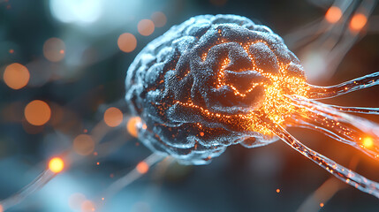 Glowing neuron pathways enhancing sports performance digital art abstract environment close-up viewpoint neural connectivity concept