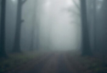 Obraz premium Generative AI Enigmatic pathway shrouded in mist deep into the mysterious woods