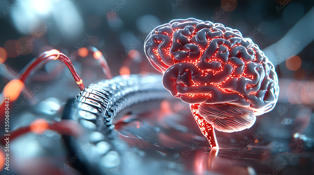 Poster neural pathways of athletic symbols illuminate the brain digital art science abstract close-up cogni