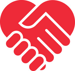 Vector clipart of handshake in heart shape, heart clip art
