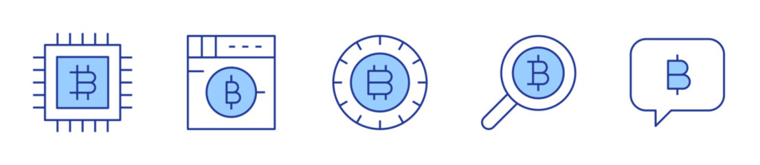 Obraz premium data encryption, money laundering, cryptocurrency, search, information. Bitcoin Icon vector illustration. Line Duotone style. Editable stroke