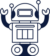 Robot Icon Line Style Element