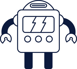 Robot Icon Line Style Element
