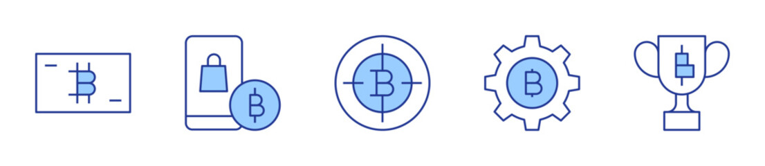 reward, buy, target, bitcoin. Bitcoin Icon vector illustration. Line Duotone style. Editable stroke