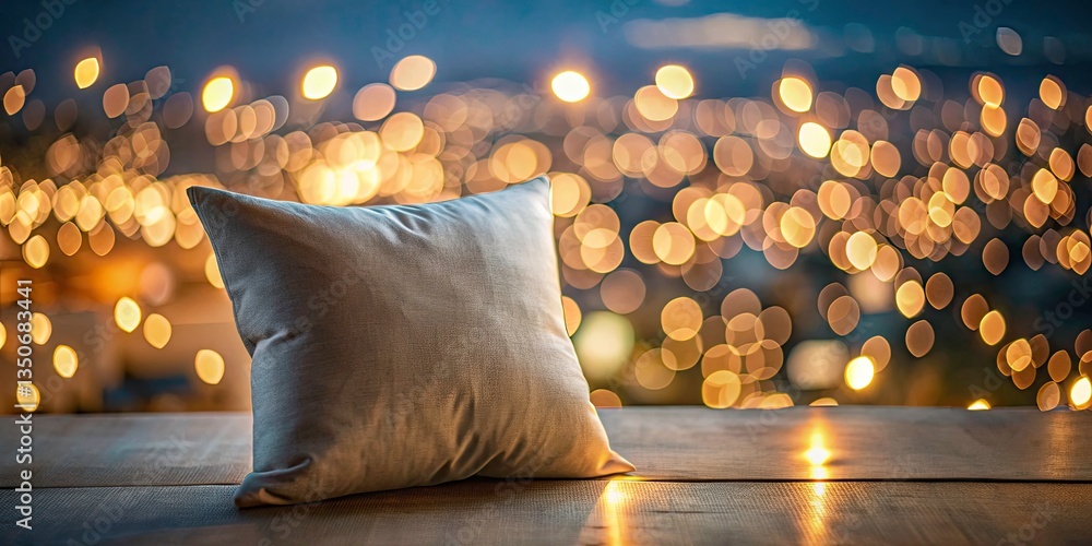 Aufkleber aerial night photography of a pillow on a soft bokeh background with solid color backdrop for minima