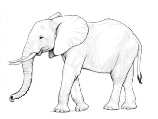 Fototapeta premium Profile drawing of an African elephant