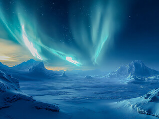 Northern Lights Over Frozen Tundra