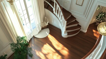 A home stairlift installation for elderly individuals with mobility challenges.