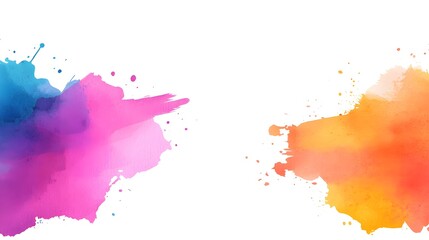Obraz premium Vibrant Watercolor Paint Splatter Background Abstract Art Design Pink Orange Blue Hues