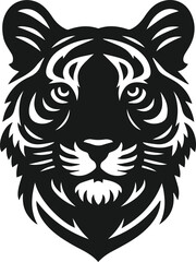 Vector of a tiger head with ears perked up