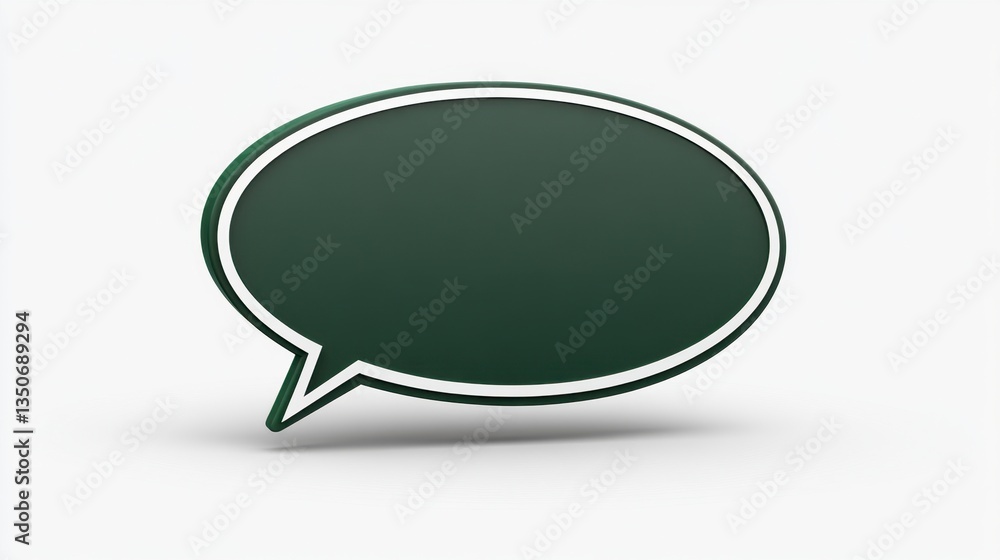 Poster dark green speech bubble with a white outline, rendered in a pixelated style against a white backgro