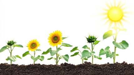 Sunflower Growth Under Bright Sunlight