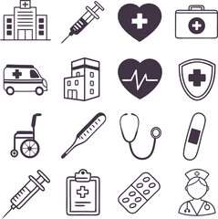 Set of medical icons. Health care medical sign icons. Medecine and Health icons