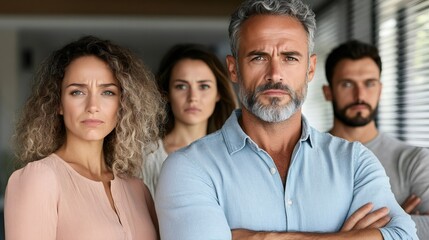 Fototapeta premium Serious business team standing together with arms crossed