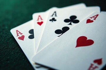 Obraz premium Playing cards arranged in ace sequence, close-up , diamonds, one