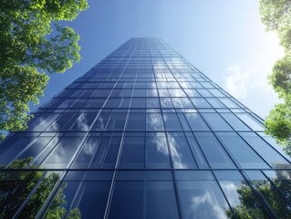 Skyscraper for Urban Green, Sunny Day.