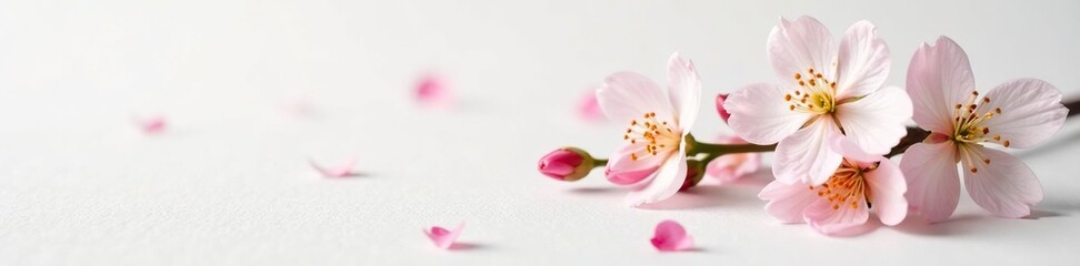 Delicate flower blooms on crisp white surface, nature, nature