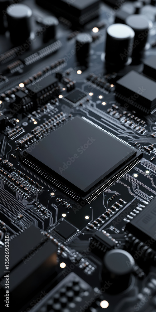 Aufkleber high tech circuit board featuring modern microchips for advanced computing systems