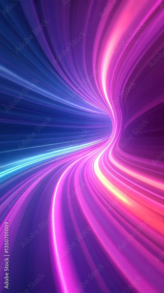 Poster looping animation dynamic high energy abstract colorful warp tunnel with vibrant light streaks in a 