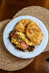 fried egg with bacon