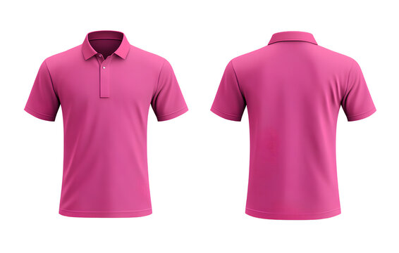 PREET Kamal Pink polo shirt template, front and back view on transparent background