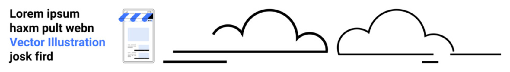 Minimal cloud patterns, text placeholders, and a movie-themed clapboard visual. Ideal for film, digital media, presentations, social platforms, entertainment, posters headers and a simple landing