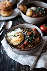 Hearty Lentil Stew with Buttery Biscuits Recipe