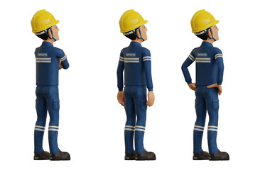 Isolate industrial operator is looking at something on the ceiling