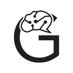 Letter G Brain Logo Design Vector Template