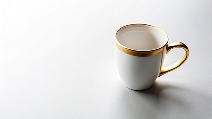 Luxury Gold Rim Mug Bird's Eye View, Flat Lay, Wide Angle, Night Photography, Clean Background, Copy Space