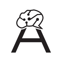 Letter A Brain Logo Design Vector Template