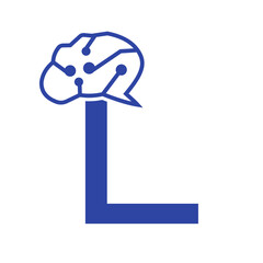 Letter L Brain Logo Design Vector Template