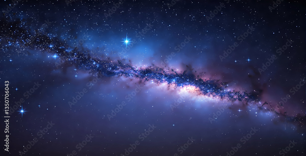 Poster beautiful cosmic galaxy with luminous stars and nebula clouds in deep space. artistic background wit