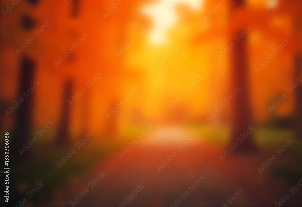 Poster generative ai autumnal path: an impressionistic blur of fall colors
