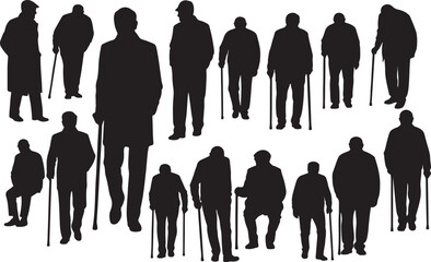 Old Man Silhouette - Elderly Figure Illustration