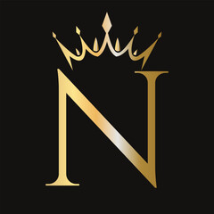 Letter N Crown Logo Concept For Fashion and Beauty Symbol Vector Template