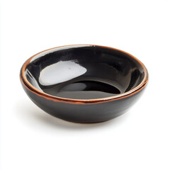 Elegant small black ceramic bowl isolated on white background perfect for soy sauce or dipping dish food dark life china