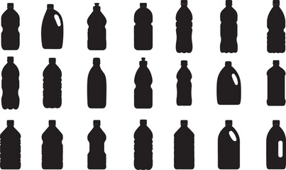 Plastic Bottles Silhouette - Recyclable Container Icons