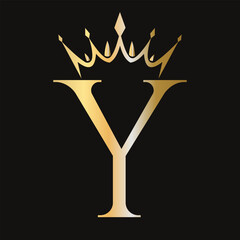 Letter Y Crown Logo Concept For Fashion and Beauty Symbol Vector Template