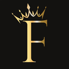 Letter F Crown Logo Concept For Fashion and Beauty Symbol Vector Template