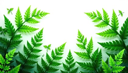 Obraz premium Lush ferns on white background with intricate details, nature, botanical, leafy
