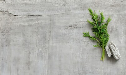 Fresh Herbs on Gray Stone Surface with Natural Texture, Ideal for Culinary Arts, Organic Cooking, and Healthy Lifestyle Concepts