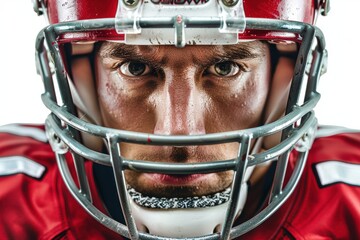 Football player with a helmet on his head