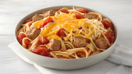 Delicious Sausage and Tomato Pasta with Melted Cheese