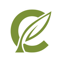 Initial Letter C Leaf Logo Design. Ecology Symbol Vector Template