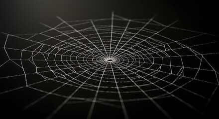 Obraz premium Spiderweb Close-up on Black Background Showing Detailed Web Structure