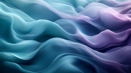 Obraz premium Smooth gradients of deep teal and soft lilac flowing into one another in silky waves, forming a calming abstract background 