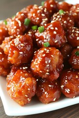 Delicious Sesame Chicken Nuggets Sweet Spicy Sauce